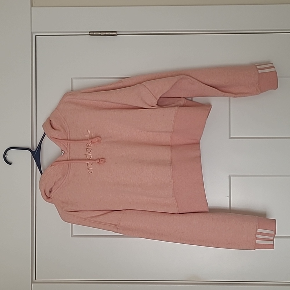 Adorable oersized Peach colored Adidas crop hoodie